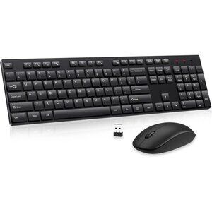Wireless Keyboard and Mouse Combo, EDJO Silent Full Size Cordless USB Keyboard M